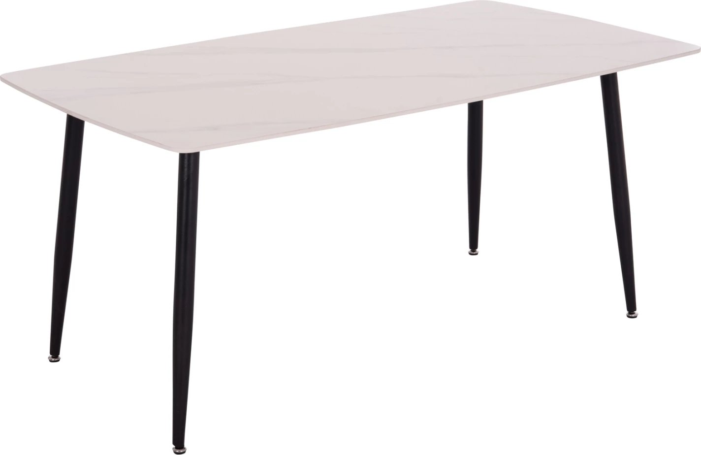 Tavolinë ngrënieje RAVEN, sipërfaqe qeramike, pamje mermeri të bardhë, 160x80x74cm