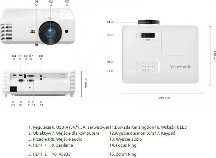 Projektor ViewSonic PA700X, DLP, XGA, 4500 ANSI lumens, i bardhë