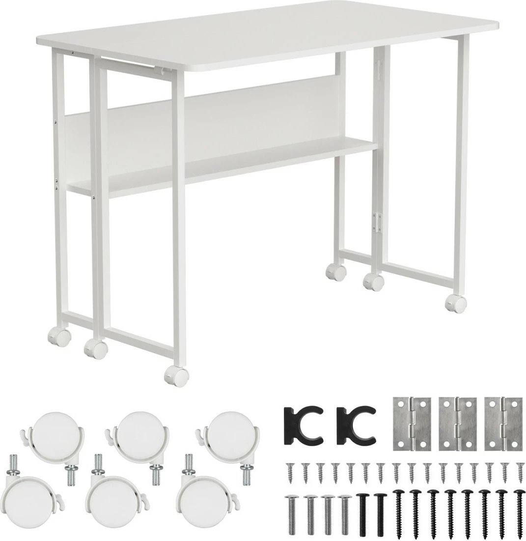Tavolinë pune palosëse me rrota, Maclean, MC-126 W, 100x58 cm, ngarkesë 50 kg, e bardhë