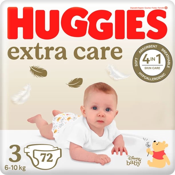 Pelena për bebe Huggies Extra Care, 72 copë