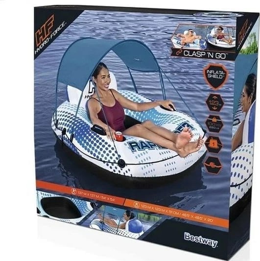 Gomone fryrëse Bestway Hydro-Force Rapid Rider me hije të lëvizshme, 1.23 m, shumëngjyrëshe