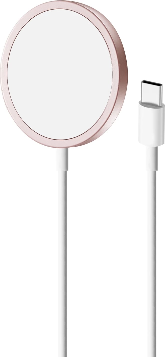 Karikues wireless magnetik Puro Magnetico, 15W, USB-C, 1m, rozë