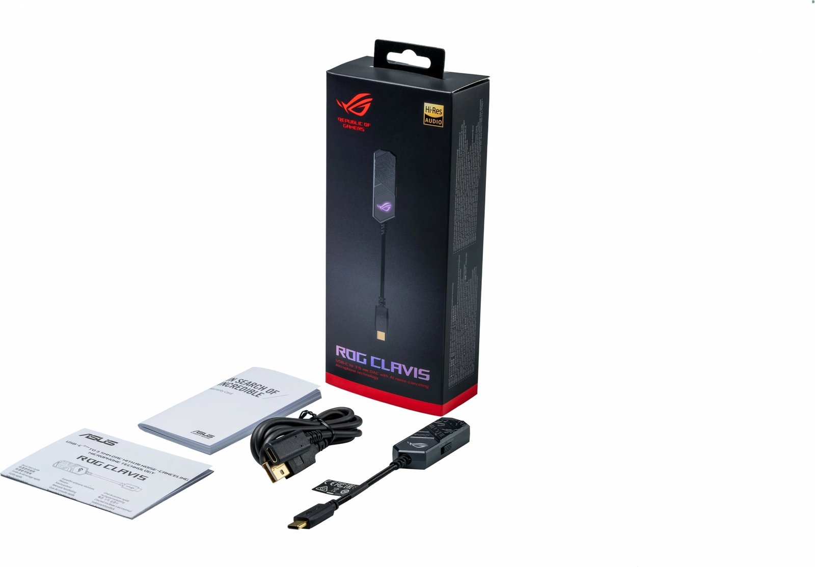 Adapter mikrofon ASUS ROG Clavis, USB Type-C, anulim zhurme, LED, i zi