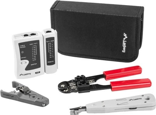 Set mjete për rrjet LAN Lanberg NT-0301 me tester kabllosh dhe çantë