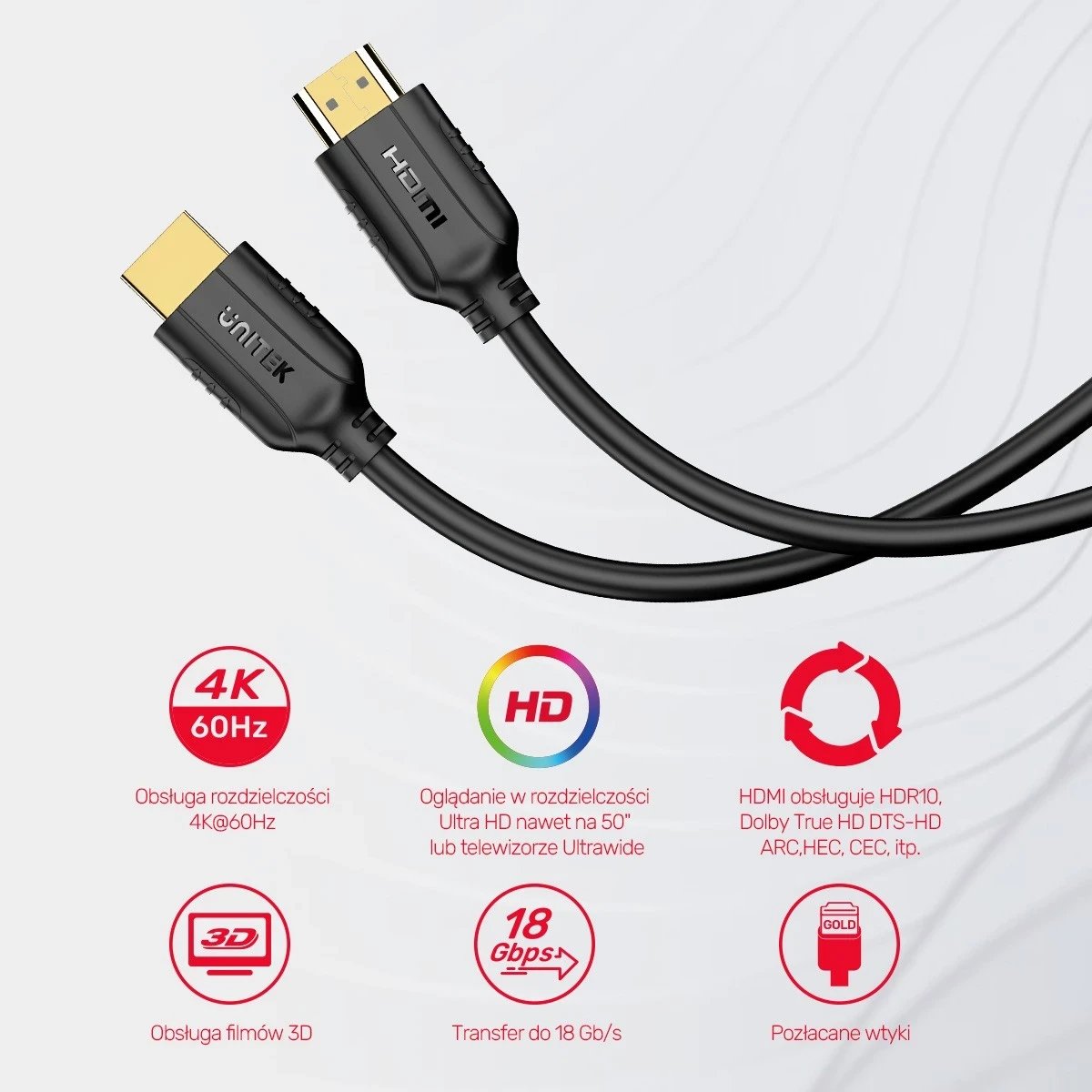 Kabel HDMI Unitek 2.0 4K 60Hz 5m, i zi
