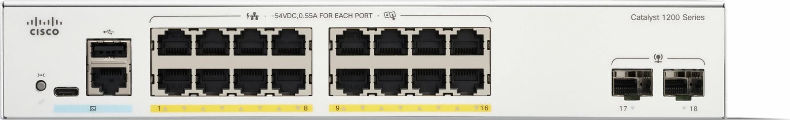 Switch Cisco Catalyst C1200-16P-2G, 16 porta GE, PoE, 2x1GE SFP, Managed, Rackmount