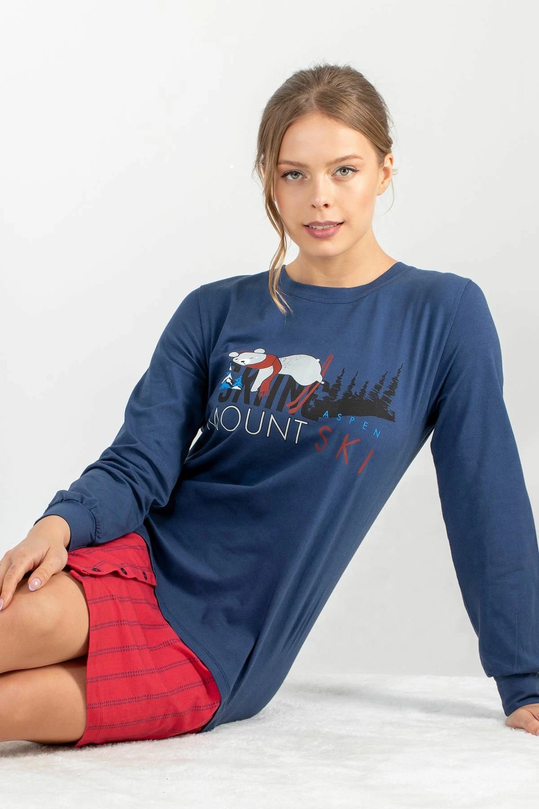 Këmishë nate Jumeon, ngjyrë e kaltër e errët, 002-000726