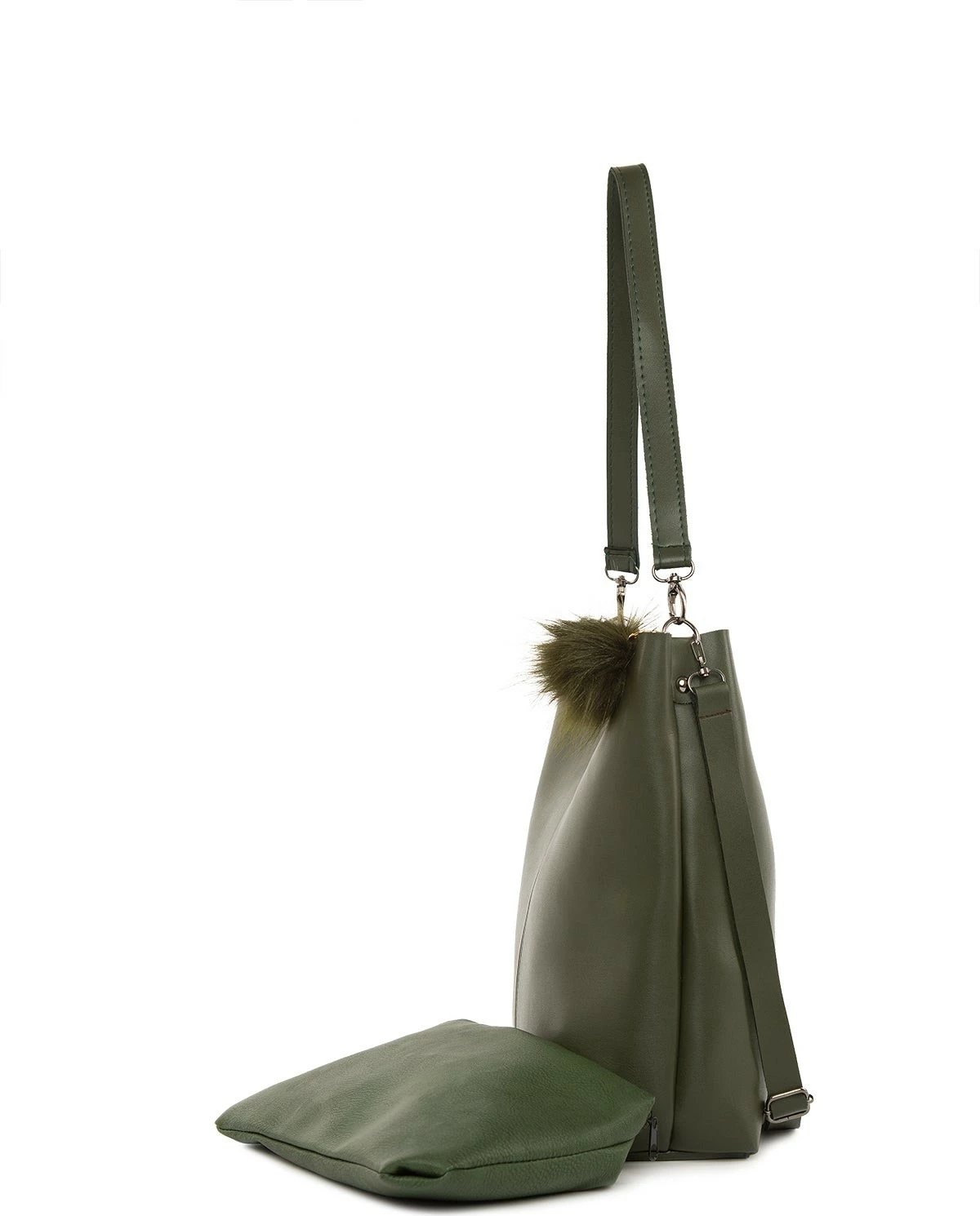 Çantë krahu Zoozie Bags, ngjyrë kaki, 32x30x10cm