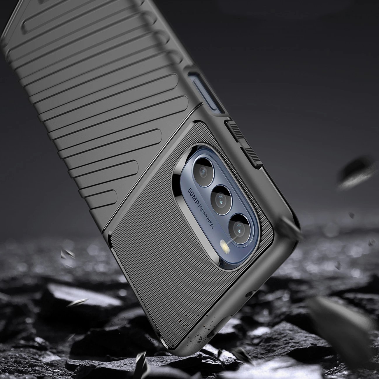 Mbështjellës Hurtel Thunder Case për Motorola Moto G62 5G, TPU, i zi