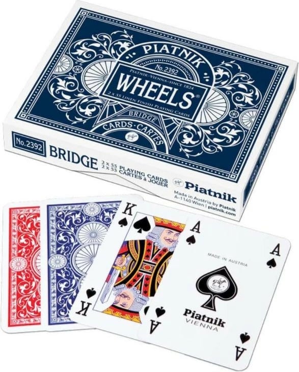 Letra loje Piatnik Double Wheels, set 2 kuverta, 58x89mm, për bridge/poker/rummy