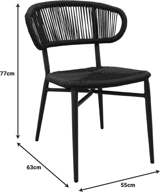 Karrige alumini-pe rattan Agus e grumbullueshme, ngjyrë kafe, 55x63x77cm
