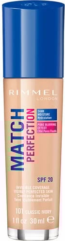 Fondatinë Rimmel London Match Perfection 101 Classic Ivory, 30ml