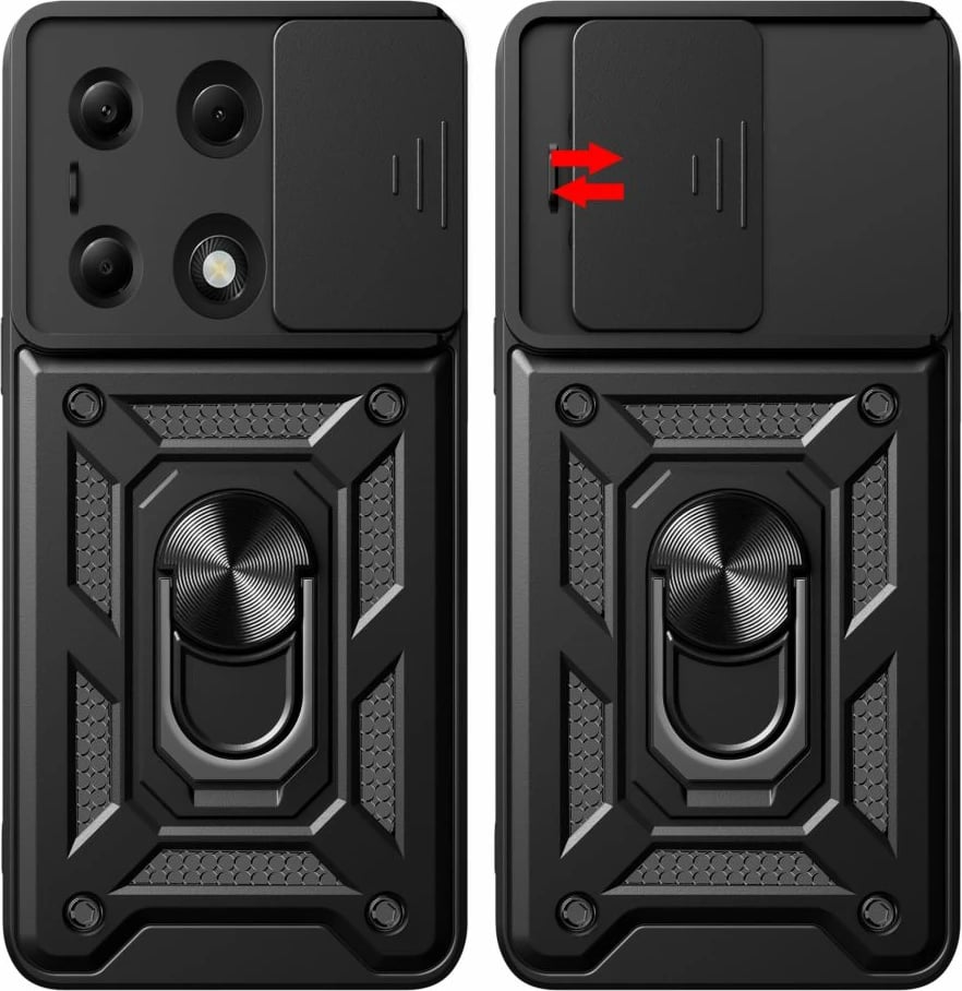 Mbështjellës Tech-Protect CamShield Pro për Xiaomi Redmi Note 13 Pro / Poco M6 Pro, me unazë dhe rrëshqitës për kamerë, i zi