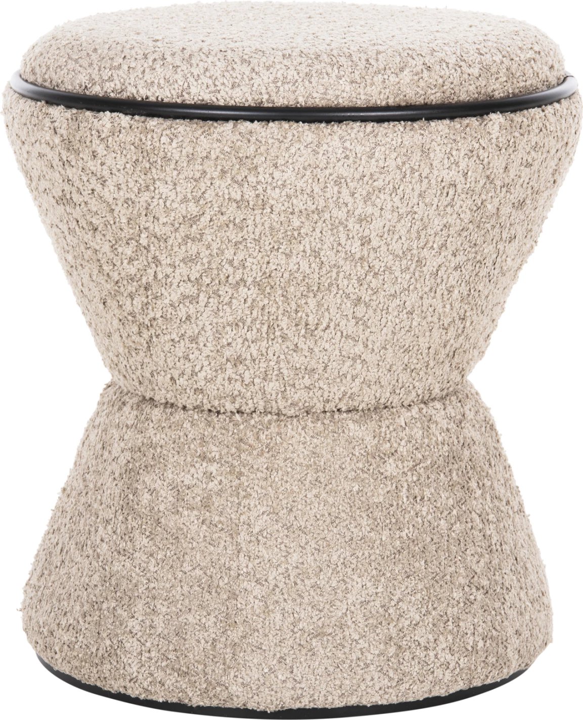 Karrige për bar, rrethore, LINNER, FH9604.08, pëlhurë boucle, bezhë-detaj i zi, D38x44 cm