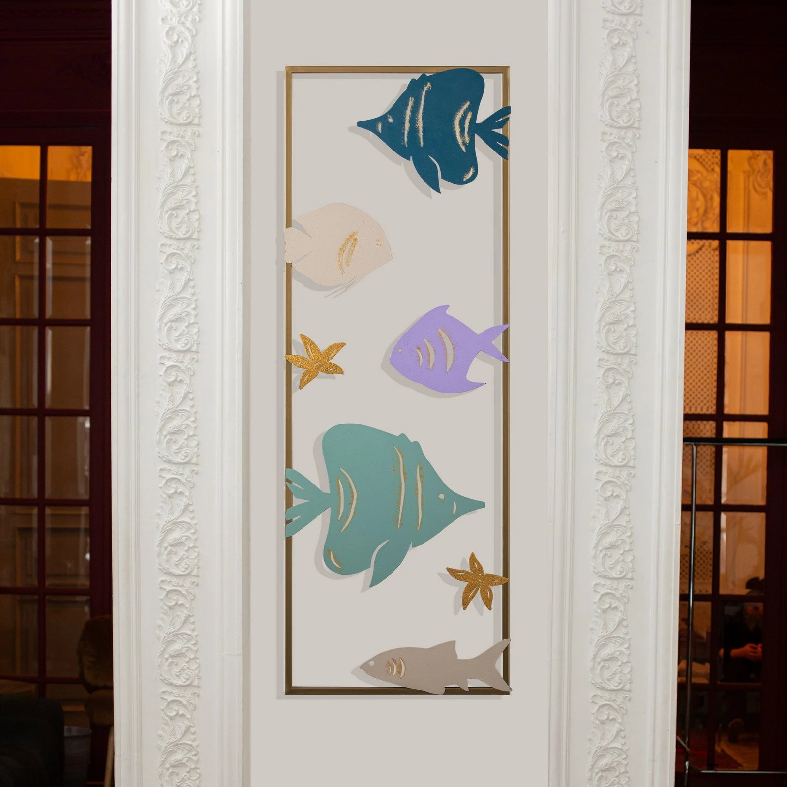 Aksesor dekorativ metalik Wallity, akuarium, shumëngjyrësh, 32x5x90cm