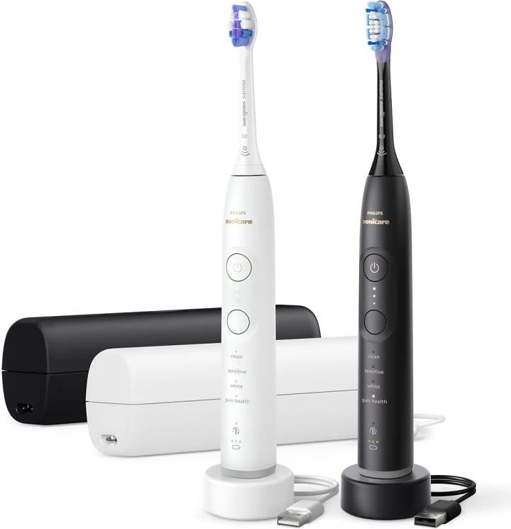 Furçë dhëmbësh elektrike, Philips, Sonicare 7100 HX7429/02, duopack 2 copë, e zezë dhe e bardhë