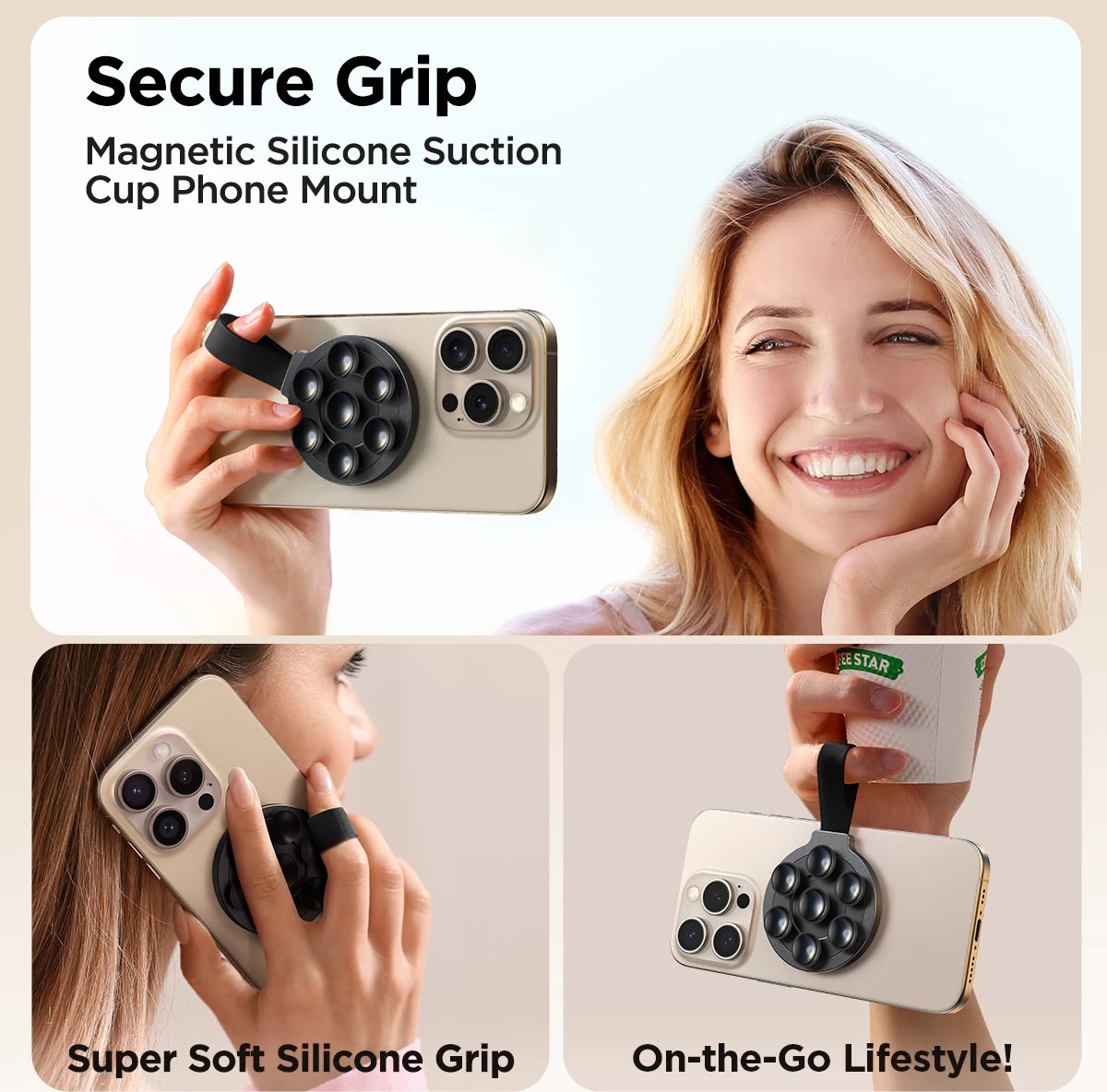 Mbajtës magnetik për celular Joyroom JR-ZS393, me kupa thithëse, i zi