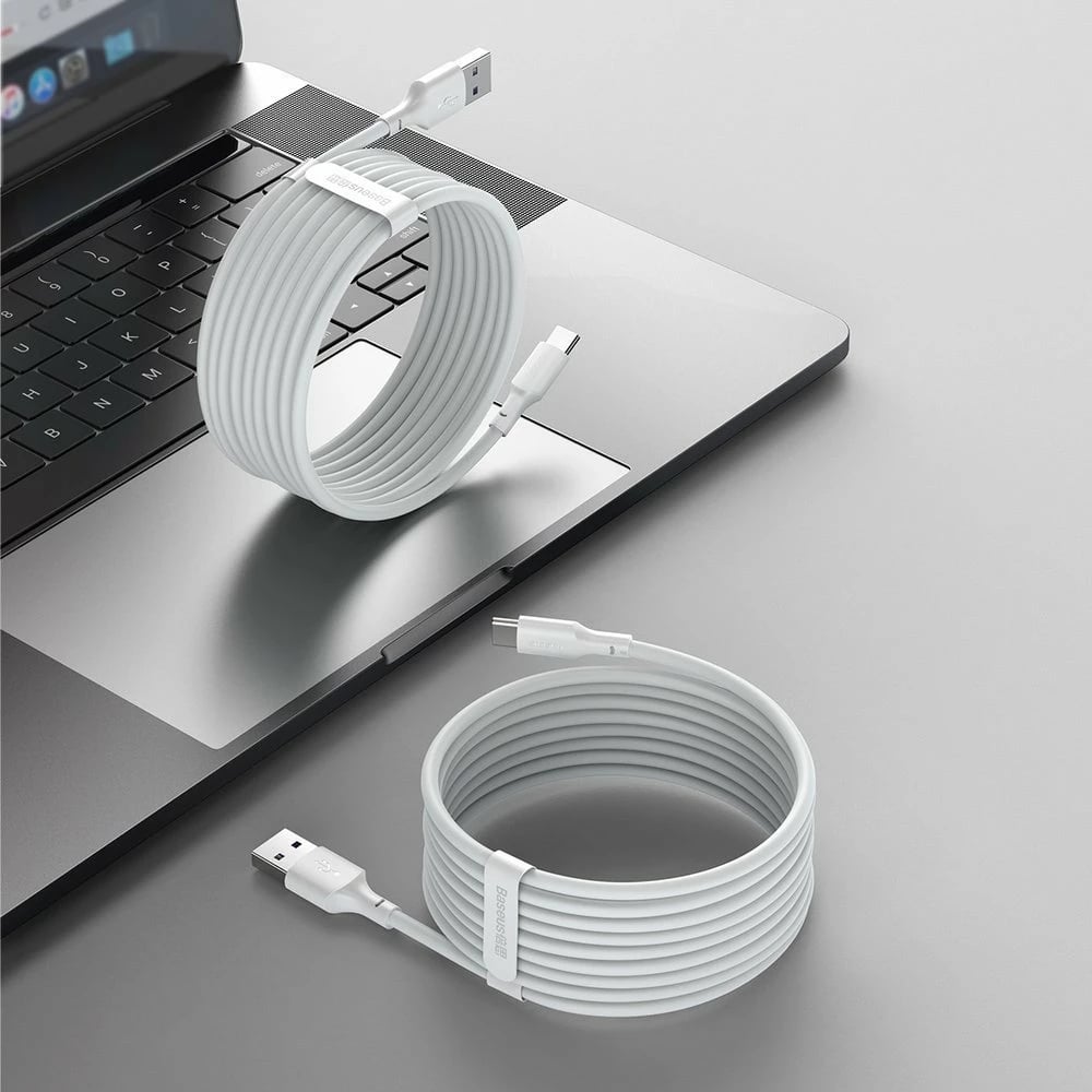 Kabllo USB në USB Type-C Baseus TZCATZJ-02, 1.5m, 40W, Set 2 copë, Bardhë