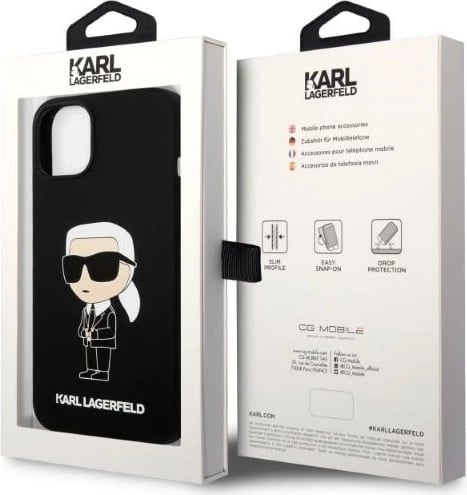 Mbështjellës Karl Lagerfeld Silicone Ikonik për iPhone 14 Plus, i zi