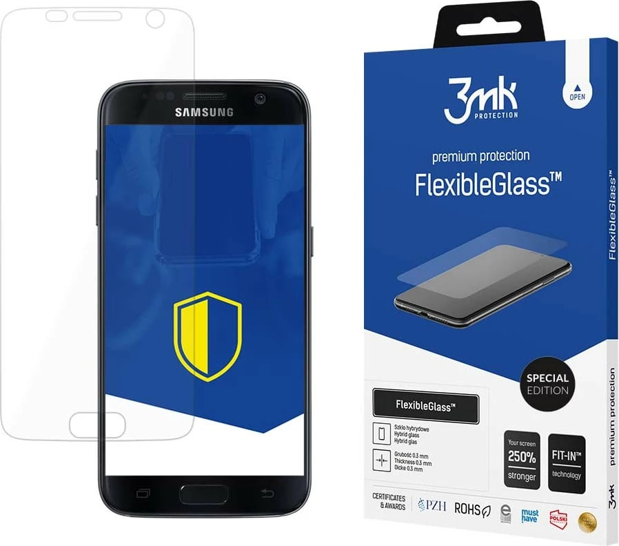Mbrojtës ekrani hibrid, 3mk Protection FlexibleGlass Special Edition, për Samsung Galaxy S7, fortësi 7H, shtresë antibakteriale