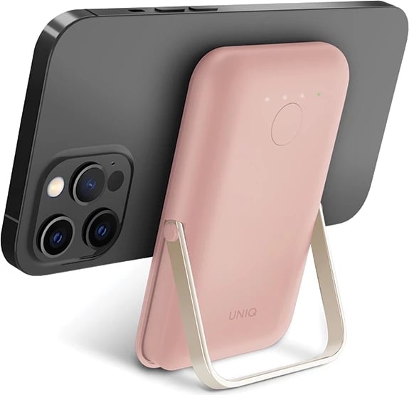 Powerbank UNIQ Hoveo 5000mAh, magnetik, USB-C, rozë