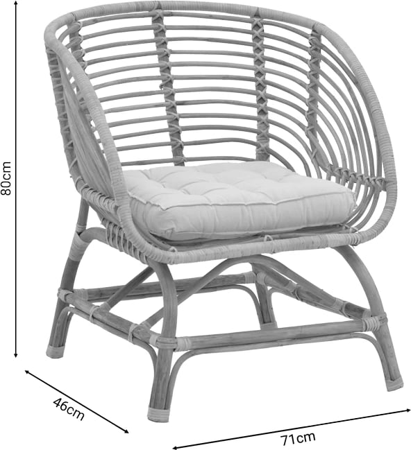 Karrige Inart prej druri natyral me jastëk 71x46x80cm