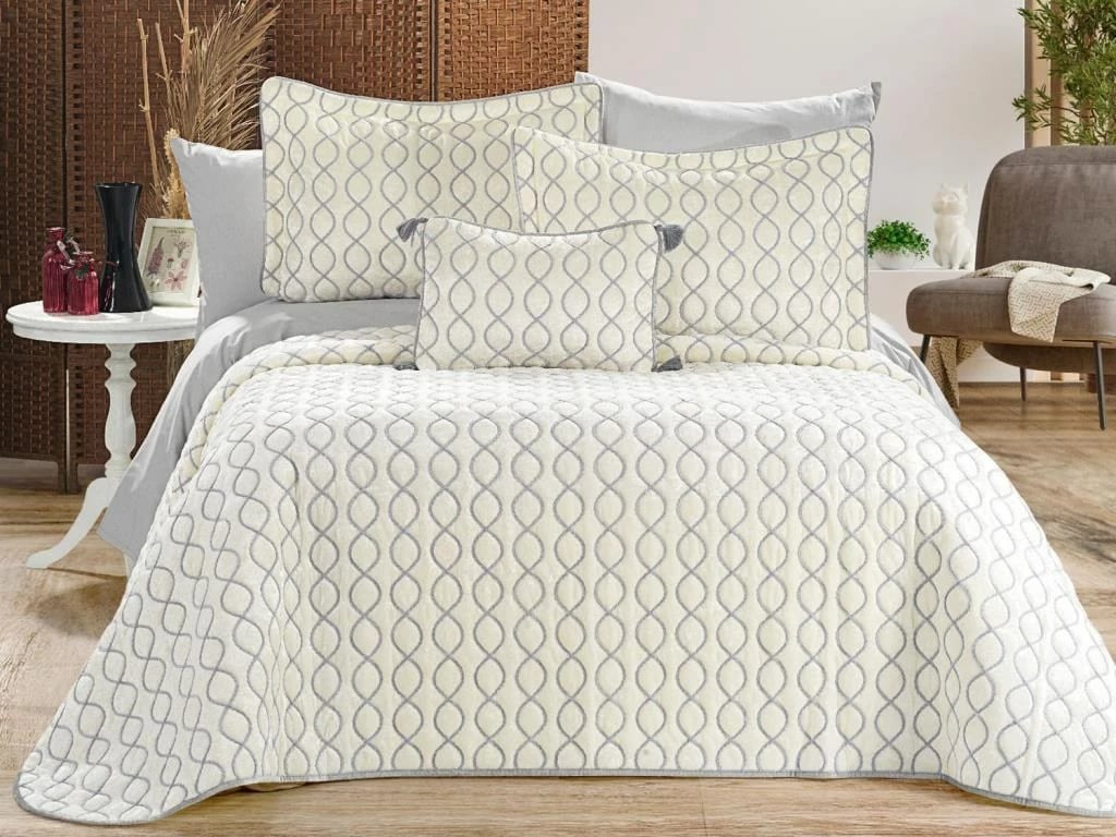 Set mbulesë dysheku dopio, L'essentiel Brillance, krem-gri