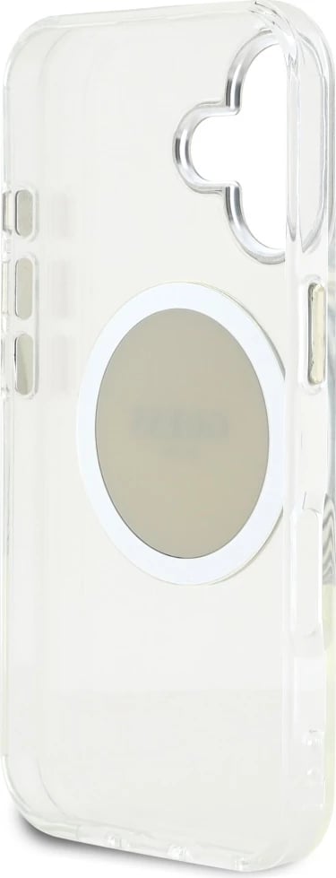 Mbështjellës Guess IML Metal Colored Circle Classic Logo MagSafe për iPhone 16, Gri