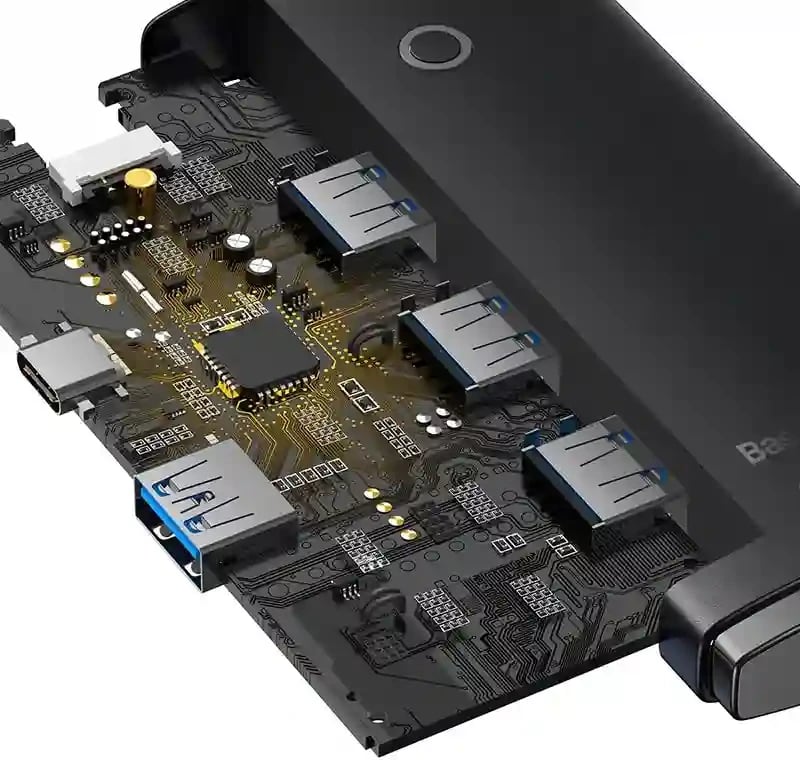 Kasë USB-C Baseus OS-Lite WKQX080101, 4 porta USB 3.0, 25cm, e zezë