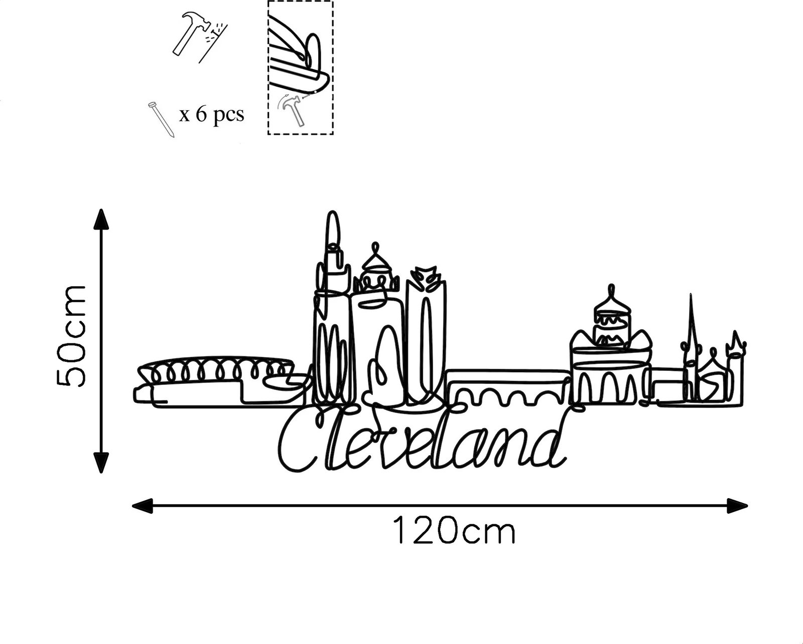 Aksesor dekorativ metalik për mur, Wallity, Cleveland