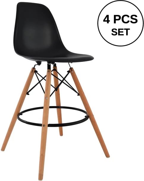 Karrige për bar Renata e zezë FH0173.02 47x50x108 cm, set prej 4 copë