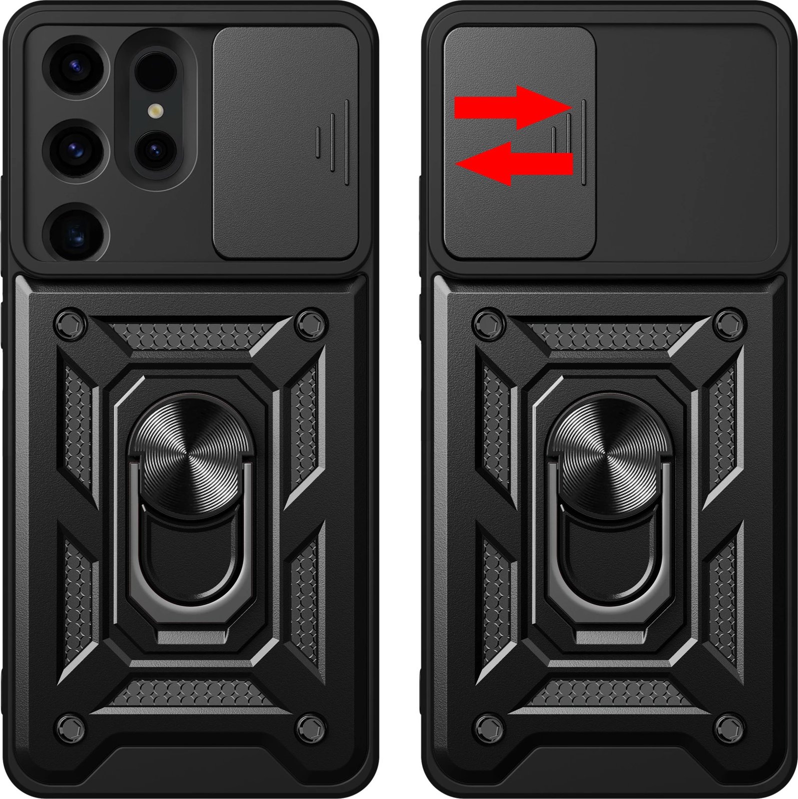 Mbështjellës Hurtel Hybrid Armor Camshield për Samsung Galaxy S24 Ultra, i zi