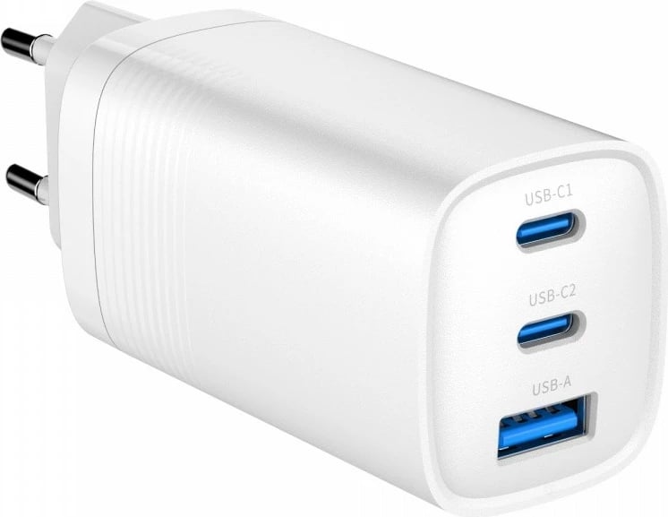 Karikues muri Gembird TA-UC-PDQC65-01-W, 65W, 2x USB-C, 1x USB-A, Bardhë