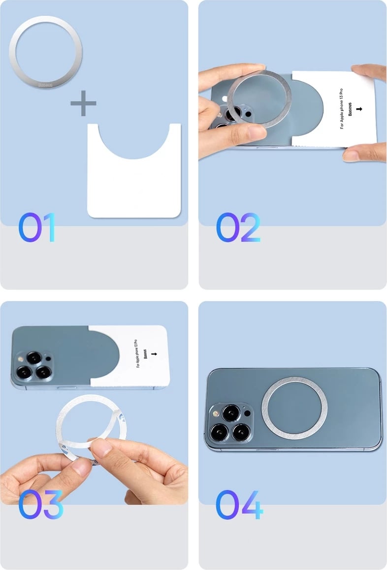 Unaza magnetike Baseus Halo Series PCCH000001, për celular, 2 copë, e zezë