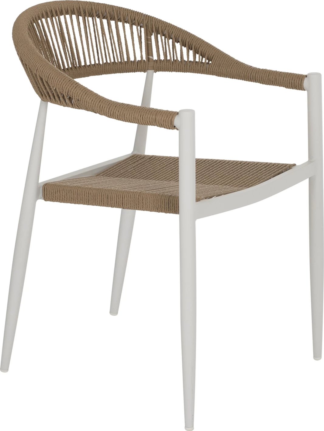 Karrige alumini, ngjyrë e bardhë me rattan bezhë, FH5854.01, 56x55.5x78H