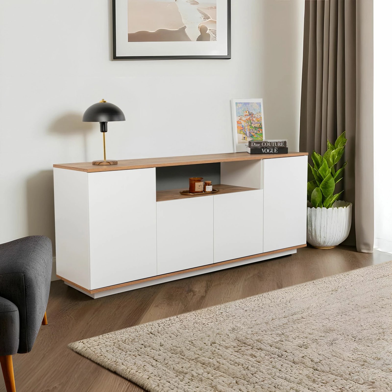 Konsol Skye Decor, Arista, e bardhë, Atlantic Pine