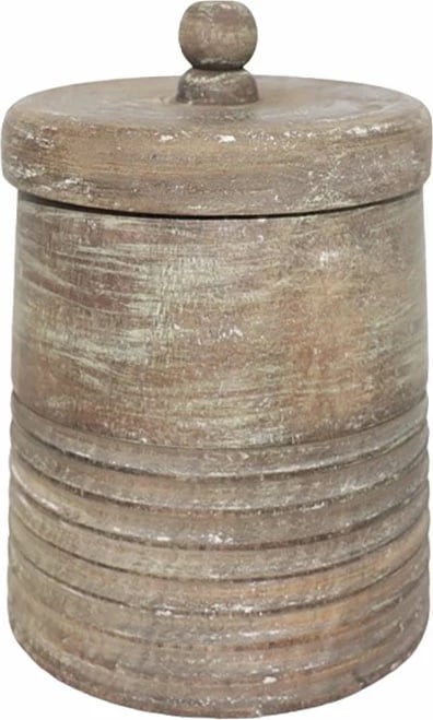 Enë magazinimi me kapak, dru, ngjyrë natyrale antike, 12x12x17 cm