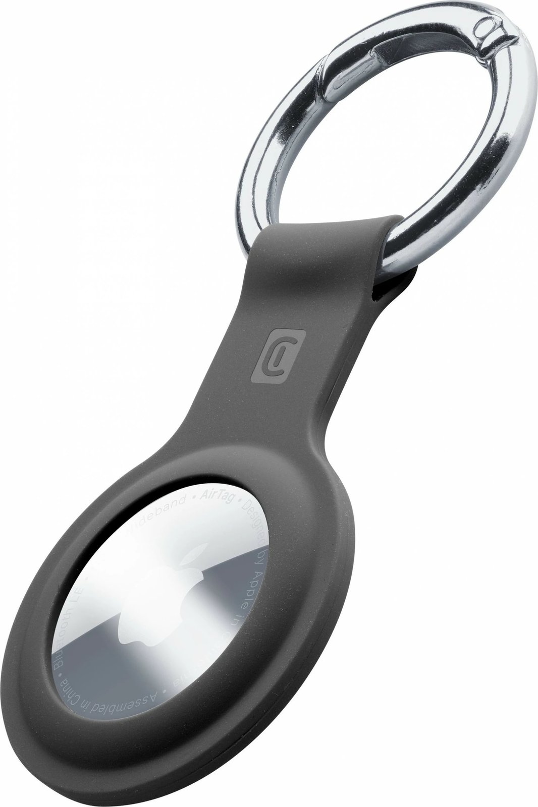 Mbështjellës Cellularline Key Ring për Apple AirTag, silikon, zi