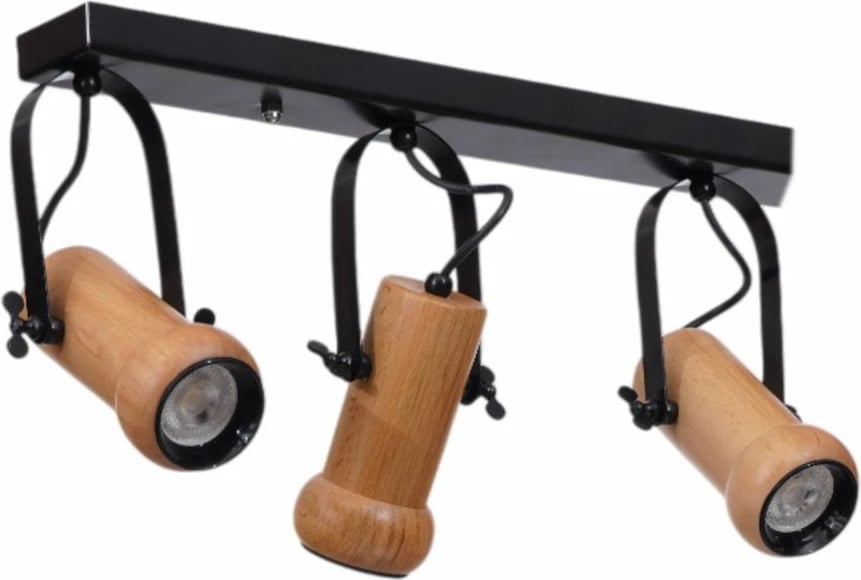 Llambë tavani Opviq, metal dhe dru, e zezë dhe lisi, 9000-5