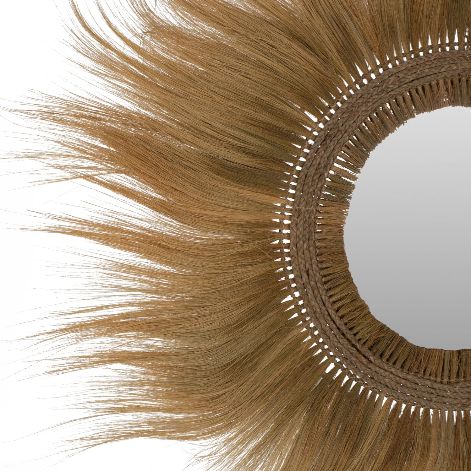 Pasqyrë rrethore, kornizë prej fibrash bari Rayung, ngjyrë e gjelbër, 130x4x130H cm, FH7802