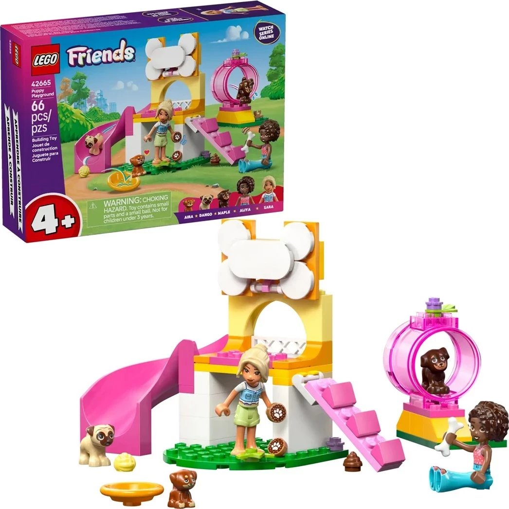Set lodrash LEGO Friends Puppy Playground 42665, 66 pjesë, për fëmijë 4+