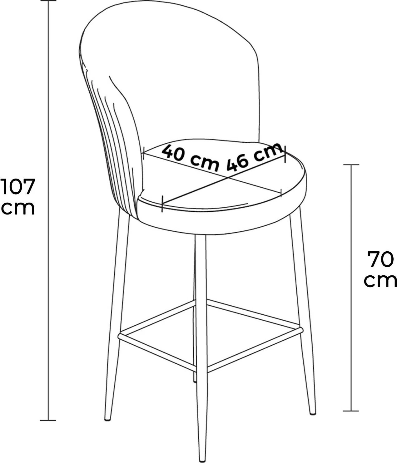Set karrigesh për bar (6 copë), Hanah Home, Fora, krem, krom