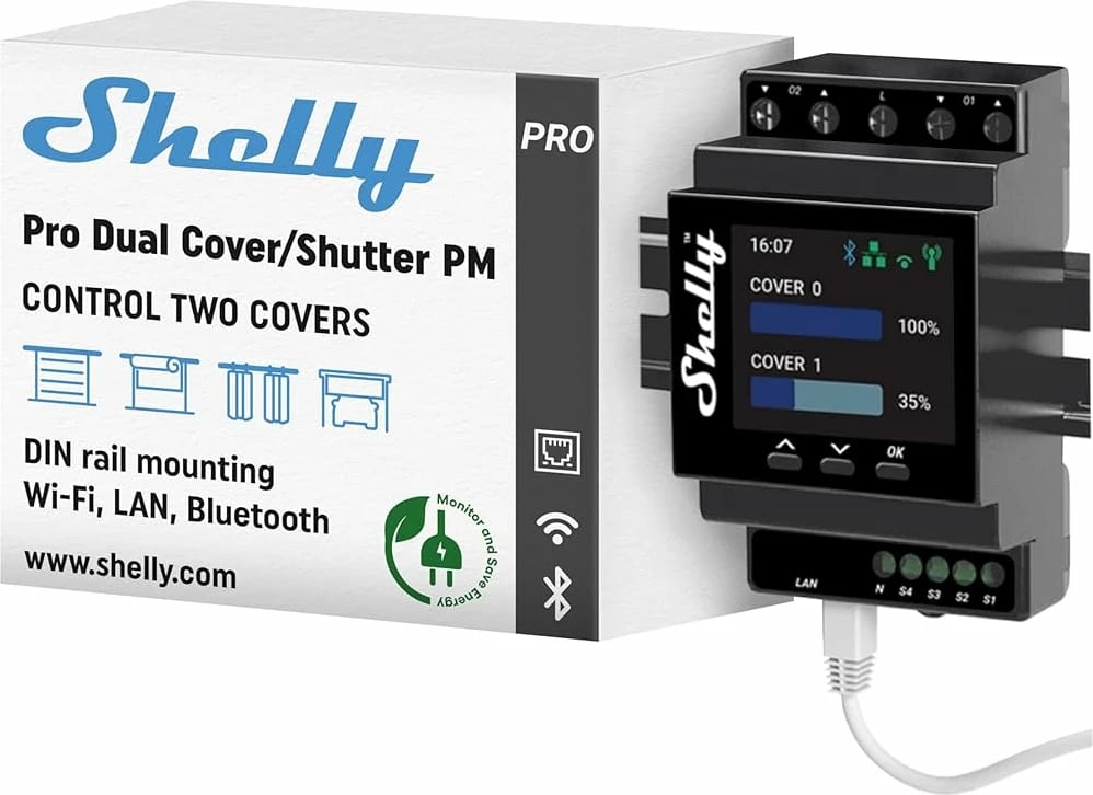 Ndërprerës inteligjent Shelly Pro Dual Cover / Shutter PM