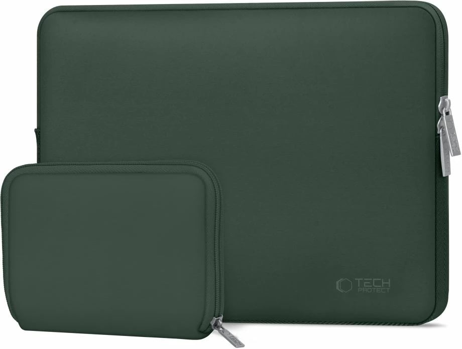 Kasë laptopi Tech-Protect NeoSlim 13-14 inç me çantë aksesorësh, e gjelbër