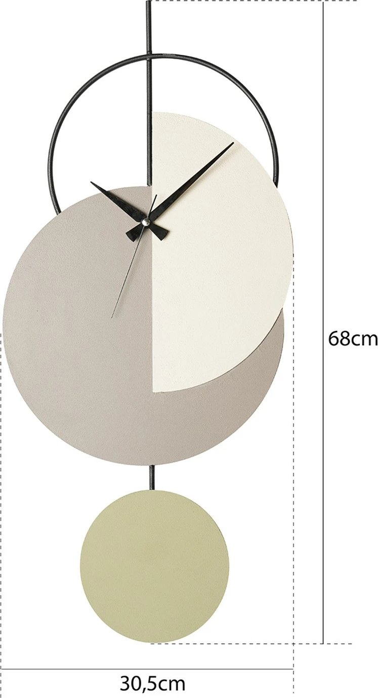 Orë muri dekorative prej metali, Wallity, Madeco, ngjyrë hiri, jeshile, krem