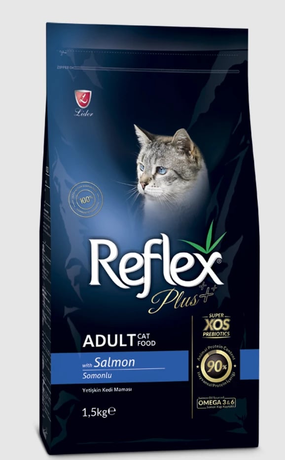 Ushqimi për mace të rritura Reflex Plus, me salmon, 1.5 kg