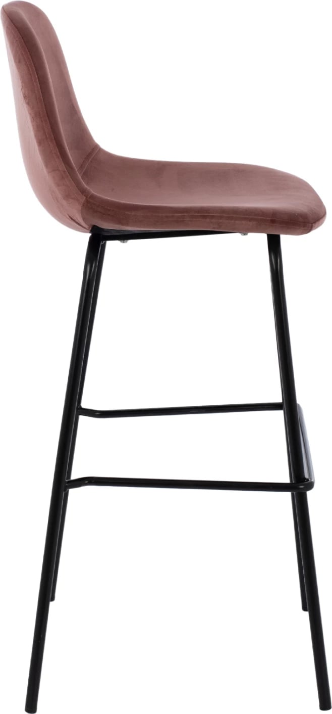 Karrige për bar Vincent, kadife ngjyrë rozë e pluhurosur dhe kornizë metali, FH8579.12, 56.5x47x106 cm, set prej 4 copash