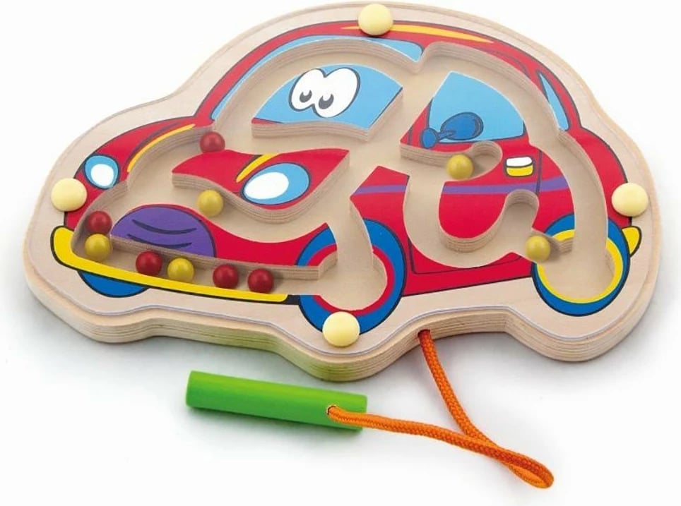 Labirint magnetik druri, Viga Auto, me shkop magnetik, 19x13 cm, multingjyrësh