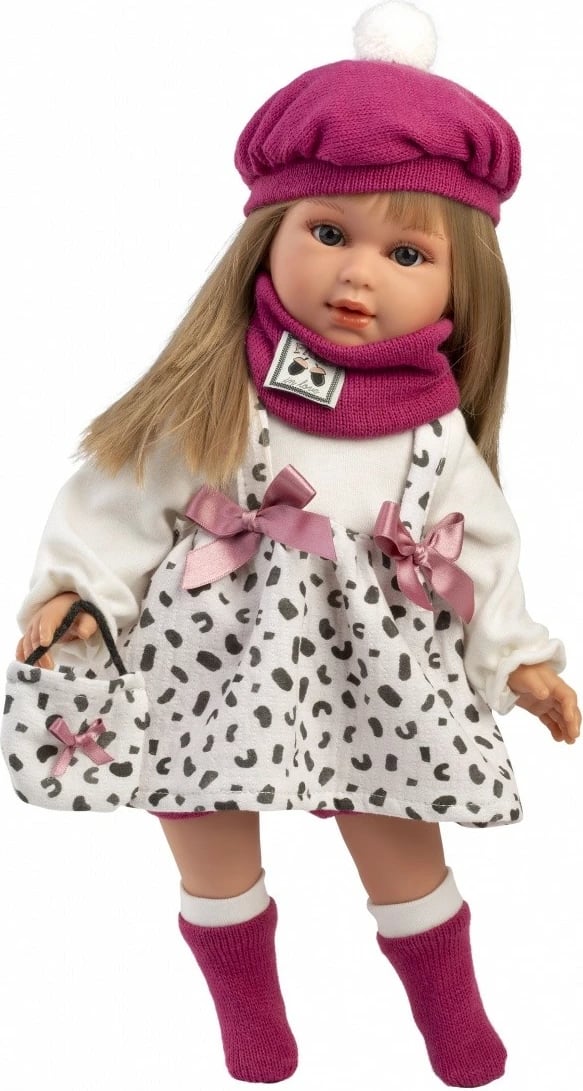 Kukull, Llorens, Carla 54050, 40 cm, bark pambuk + duar/këmbë/kokë vinil, set 7 pjesë, rozë/bardhë