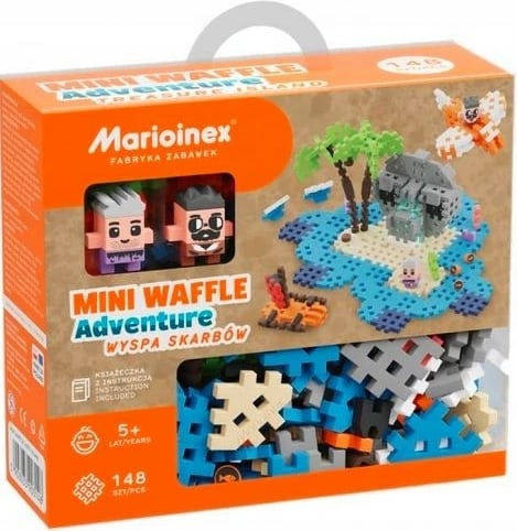 Set ndërtimi Marioinex Mini Waffle Treasure Island, 148 pjesë, me 2 figurina, shumëngjyrëshe